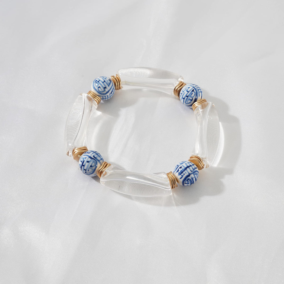Sajidos Bamboo Tube Bangle Bracelets for Women Stacking Chunky Colorful Acrylic Beads Stretch Bracelets Friendship Summer Beach Bracelet Jewelry (J-Style2(clear tube))