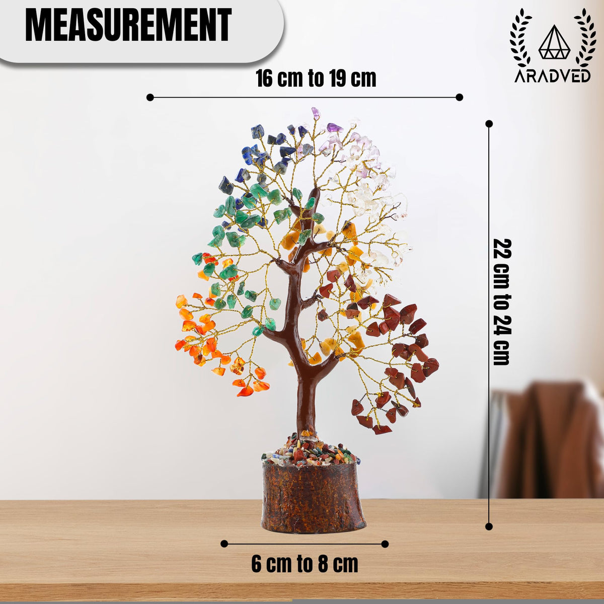 ARADVED 7 Chakra Crystal Tree 300 Beads & Healing Bracelet Set - Tree of Life Feng Shui Decor for Positive Energy - Gemstone Money Tree with Matching Chakra Bracelet for Meditation & Spiritual Gifts
