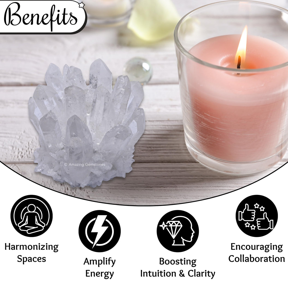 Amazing Gemstone Large Clear Quartz Crystal Cluster Points for Meditation, Home Decor and Gift - Natural Quartz Crystals and Healing Stones for Enhance Energy with Large Crystals Points