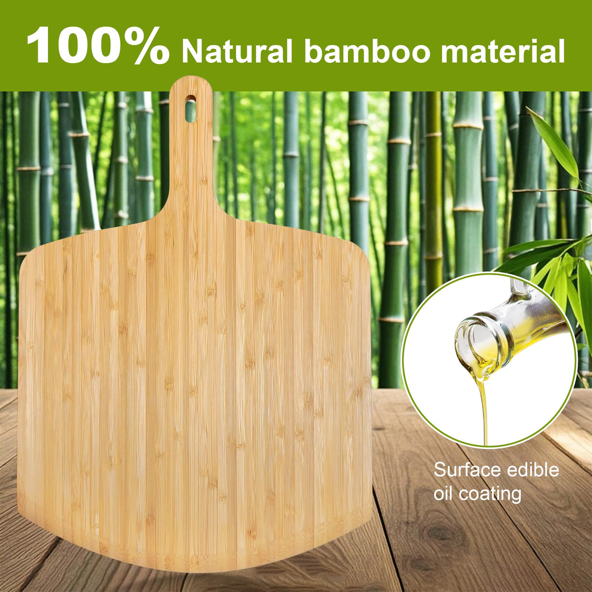 TUOCON Pizza Peel 12 inch 2 pack Bamboo Wood Pizza Paddle Pizza Peels Pizza Server for Ooni Oven Accessory Pizza Spatula Baking Homemade Cheese Bread Turner Pizza Pre board Pizza Tools Gift