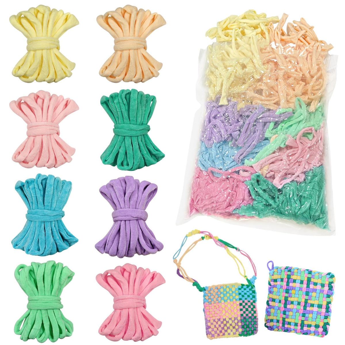 800 PCS Weaving Loom Loops for 7-Inch Loom, 8 Color Potholder Refill Bands, Durable Elastic Nylon Craft Loops for Kids & Adults DIY Weaving Projects, Colorful Arts & Crafts Supplies
