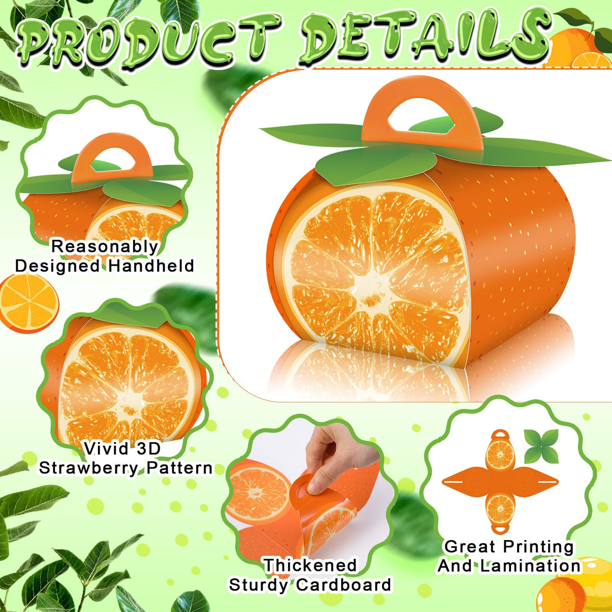 TaoBary 36 Pieces Orange Fruit Party Favor Boxes Summer Citrus Orange Slice Candy Treat Box 3D Mini Goodie Gift Bags Party Decorations Supplies for Summer Fruit Themed Birthday Baby Shower