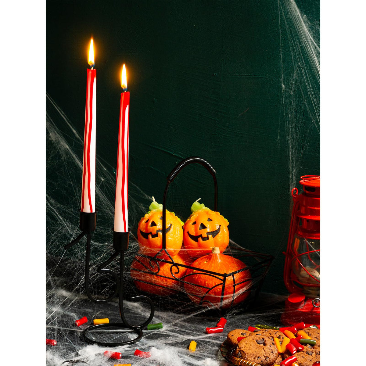 CANDWAX 10 inch Taper Candles Set of 12 - Dripless Candlesticks Burning for 8 Hours - No Drip Tapered Candles Ideal as Halloween Decor - Blood White