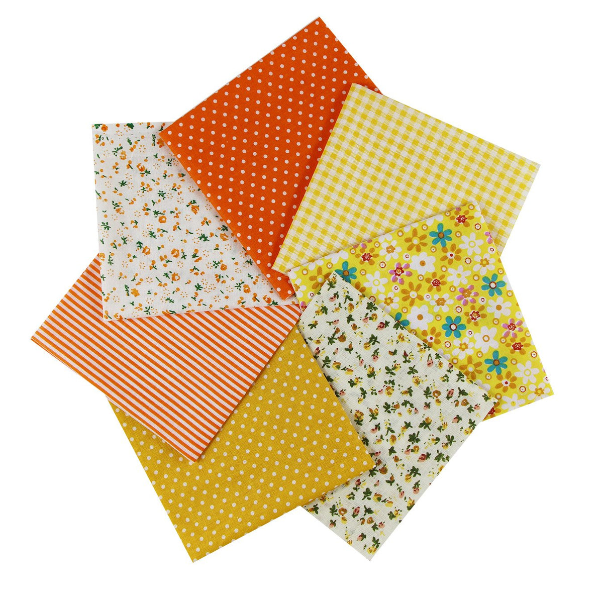 aufodara 7pcs 20” x 20” Cotton Fabric Squares Patchwork Bundle Making Supplies Quilting Weight 120 g/m² for Sewing Quilt DIY Artcraft Handwork (Yellow)