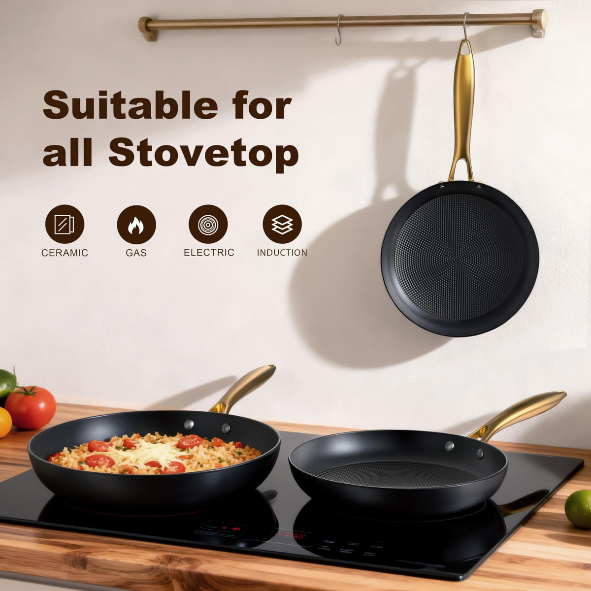 imarku 3 Pcs Non Stick Frying Pans Set, 8+10+12 Inch Nonstick Cast Iron Skillets with Stay Cool Metal Handle, Dishwasher & Oven Safe, Induction Compatible Cooking Pan
