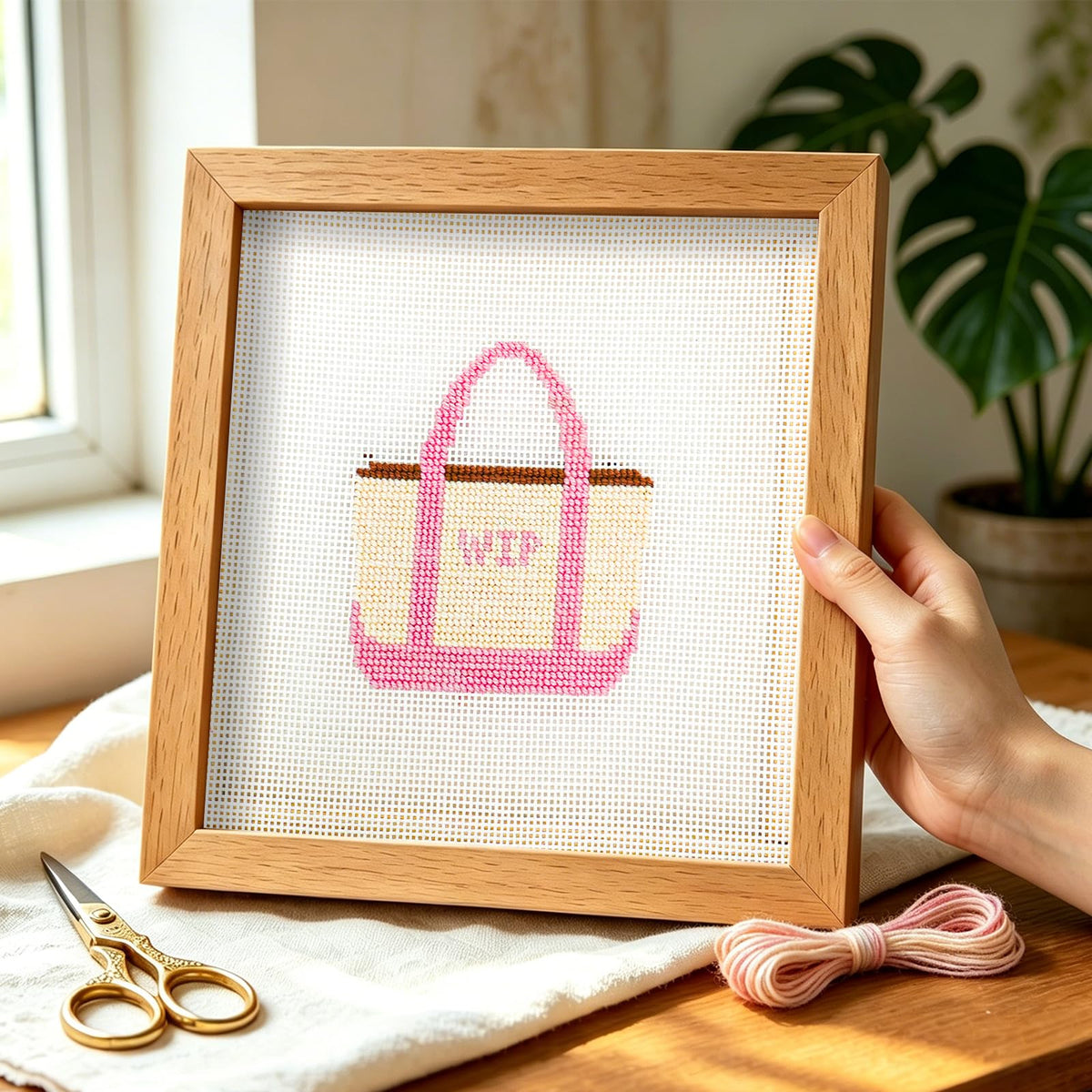 Needlepoint Canvas 13 Mesh, 8 Pack 8 x 8 Inch Pre-Cut Cotton Blank Embroidery Fabric with 5 Needles, Blank Canvas for Needlepoint, Canvaswork & DIY Craft Supplies, No-Fold Packaging