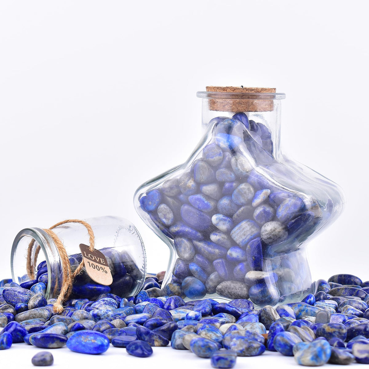 SigMntun Polished Lapis Lazuli Crystal Chips Set, 0.4", 128 Pcs - Handpicked Tumbled Stones and Crystals Bulk for Healing, Reiki, Meditation, Witchcraft and Home Decor