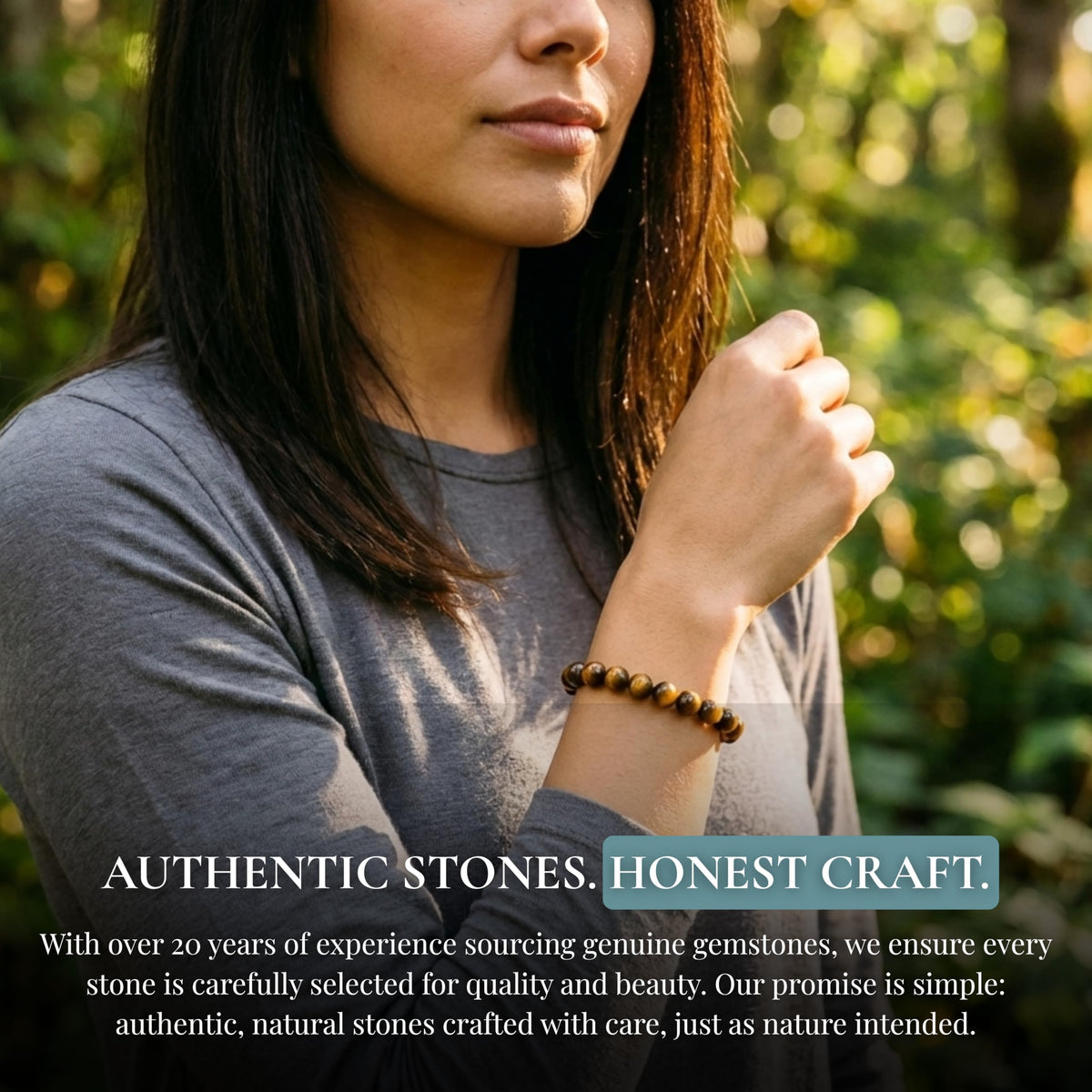 Cherry Tree Collection Tigers Eye Bracelet – Handmade 8mm Natural Tigers Eye Beaded Stretch Bracelet for Men & Women – Healing, Protection & Positive Energy – Unisex Jewelry, Gift-Ready - Medium