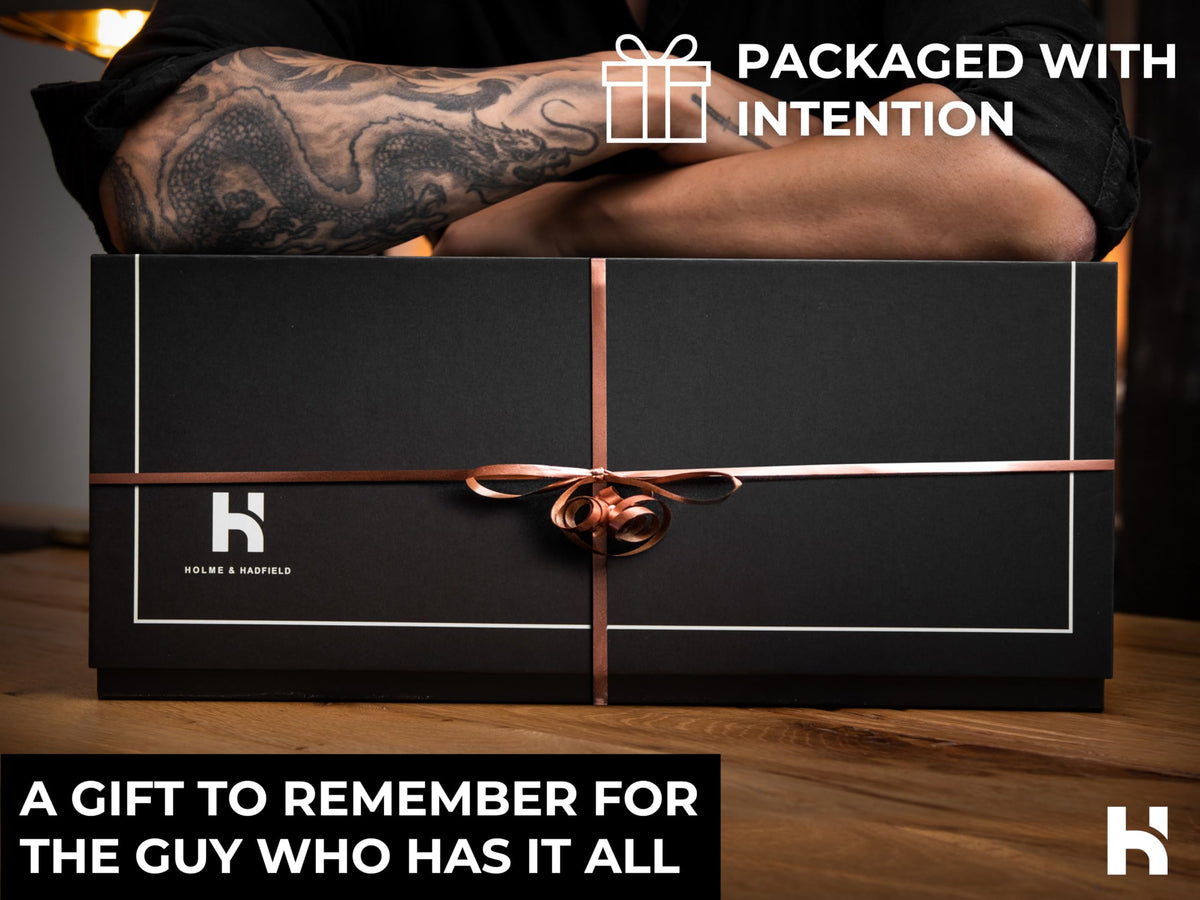 Premium 7 Slot Watch Box for Men - Large Wooden Watch Display Case with Hinged Cover, Leather Lining & Drawer - Watch Holder Organizer Stand - Handcrafted Luxury Birthday Gift for Men