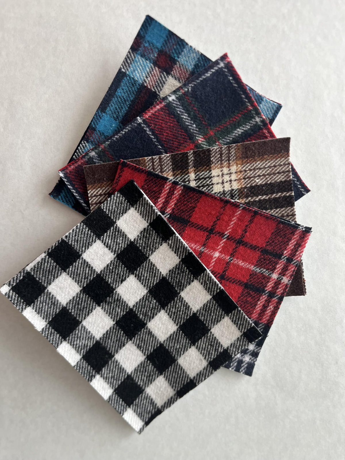 Inside/Outside Decorative Fabric Iron On Patches-Handmade in the USA - Set of 10 (Plaid 2-4" x 5")