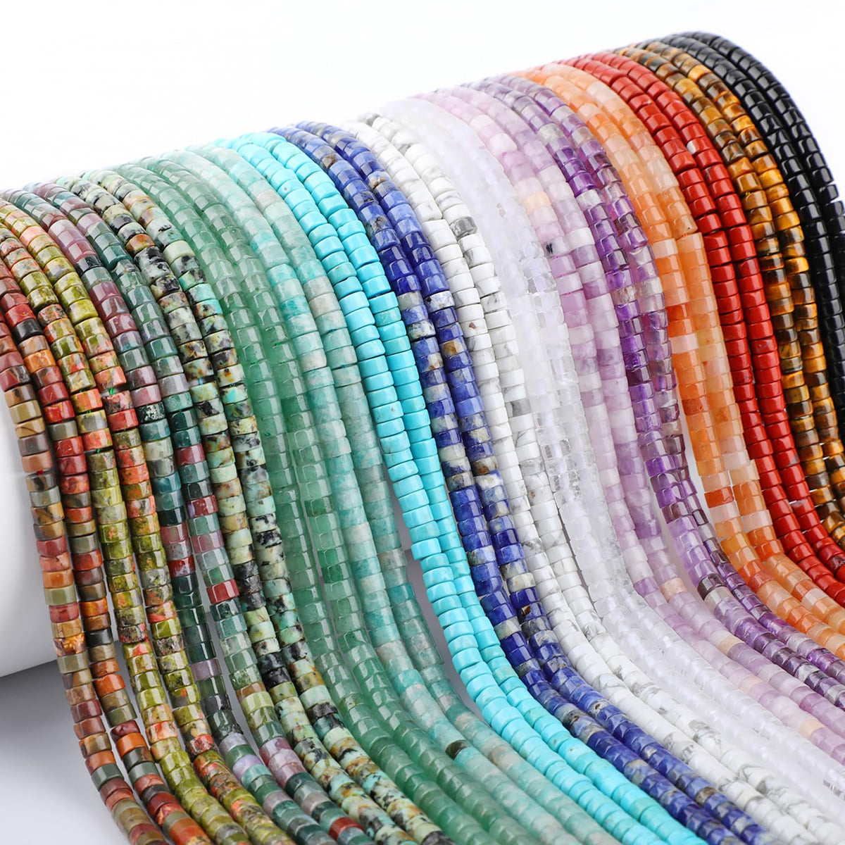 Natural Unakite Heishi Spacer Beads Loose Semi Precious Flat Round Gemstone Disc Shape Stone for Beading Jewelry Making 4x2mm 15.5"