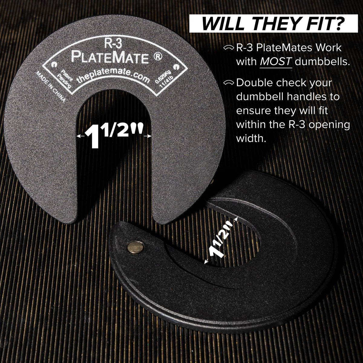 PlateMate 1.25 Lb each R-3 Micro Loading Weight Plates Use with Metal, Rubber, Vinyl or Urethane Dumbbells (Two Pair)