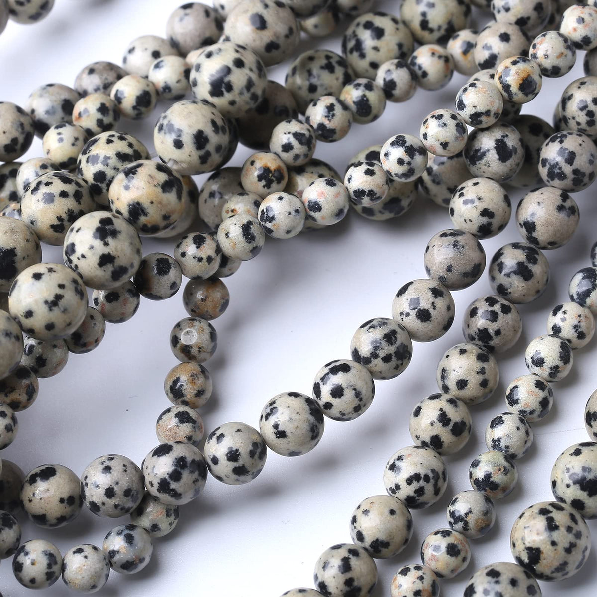 32PCS 12MM Natural Dalmatian Jasper Stone Beads Energy Healing Beads for DIY Jewelry Bracelet Necklace Making for Jewelry Making15Inch