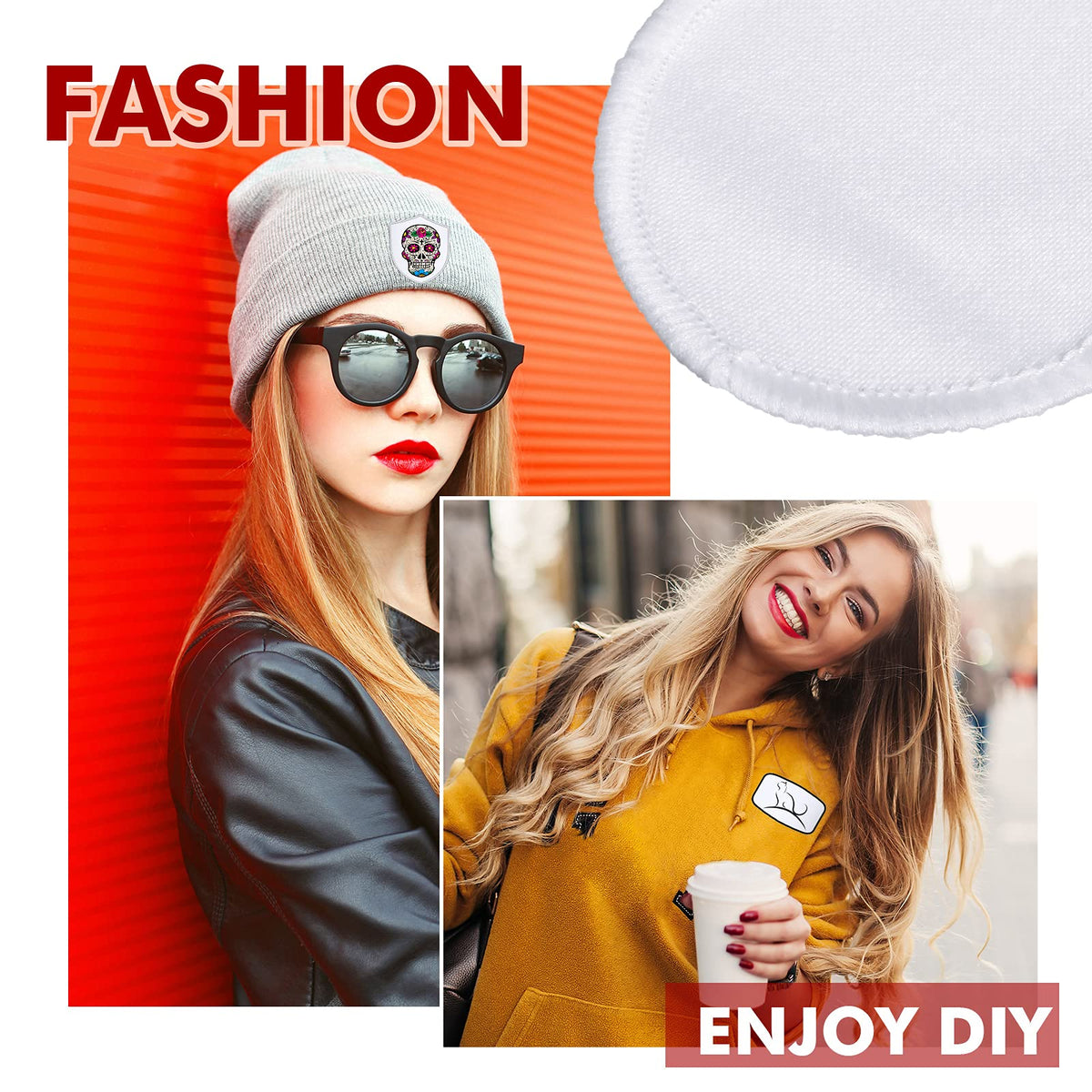 60 Pcs Sublimation Patches Fabric 6 Shapes Iron On Blank Patches Repair Embroidery for DIY Crafts Hats Caps Shirts Shoes Jeans Bags Backpack Uniforms Supplies, Black and White Frame
