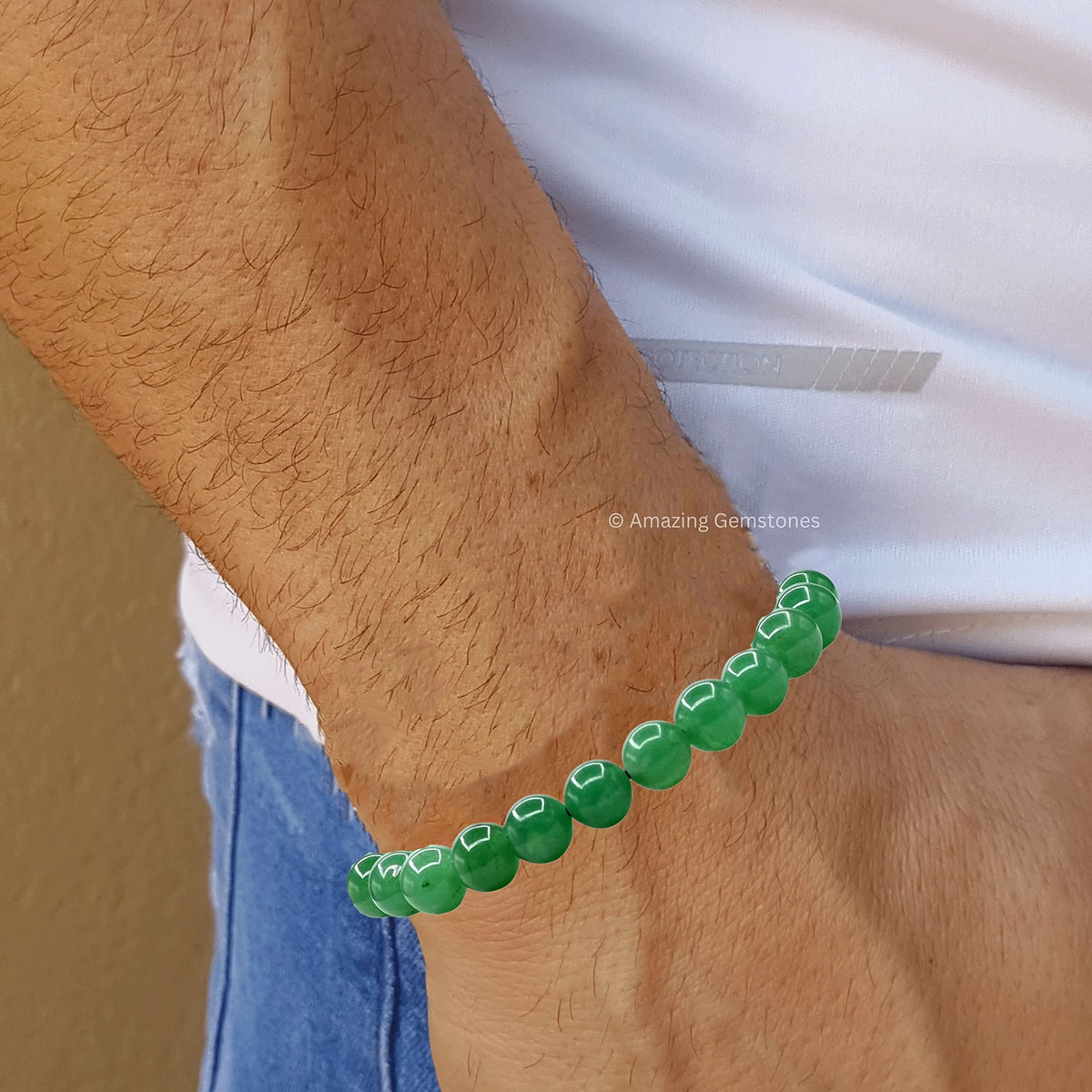 Amazing Gemstone Green Aventurine Bracelet, Gifts For Men & Women - Protection Healing Crystal Bracelet - 8mm Gemstone Beaded Adjustable Bracelet, Pulseras Para Hombres Mujer Stocking Stuffers