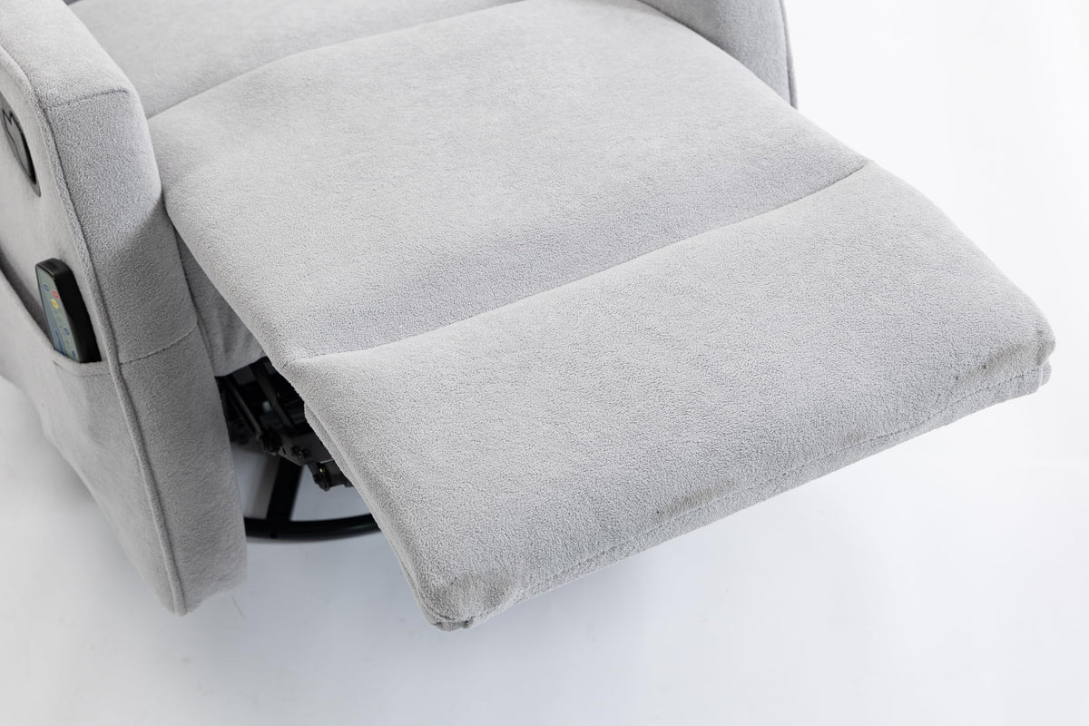 GDFStudio 360 Degree Swivel Accent Chair Manual Recliner Armchair Sofa Short Plush Upholstered Leisure Chair for Living Room Bedroom Office, Grey