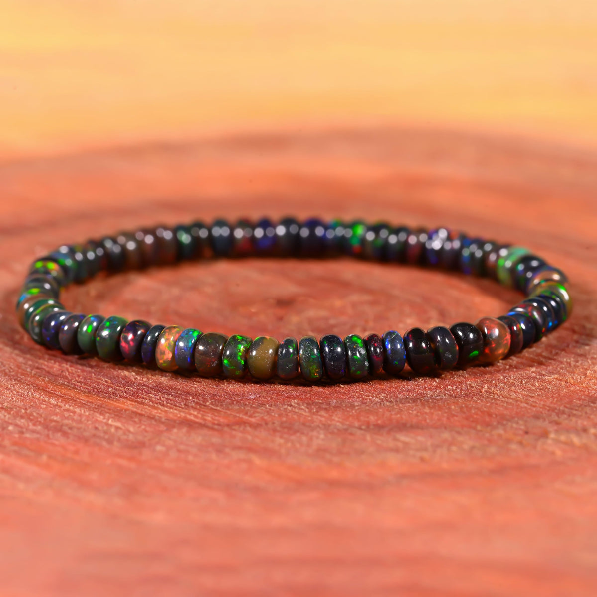 GEMS OF BAY Opal Bracelet (6 Inches, Black)