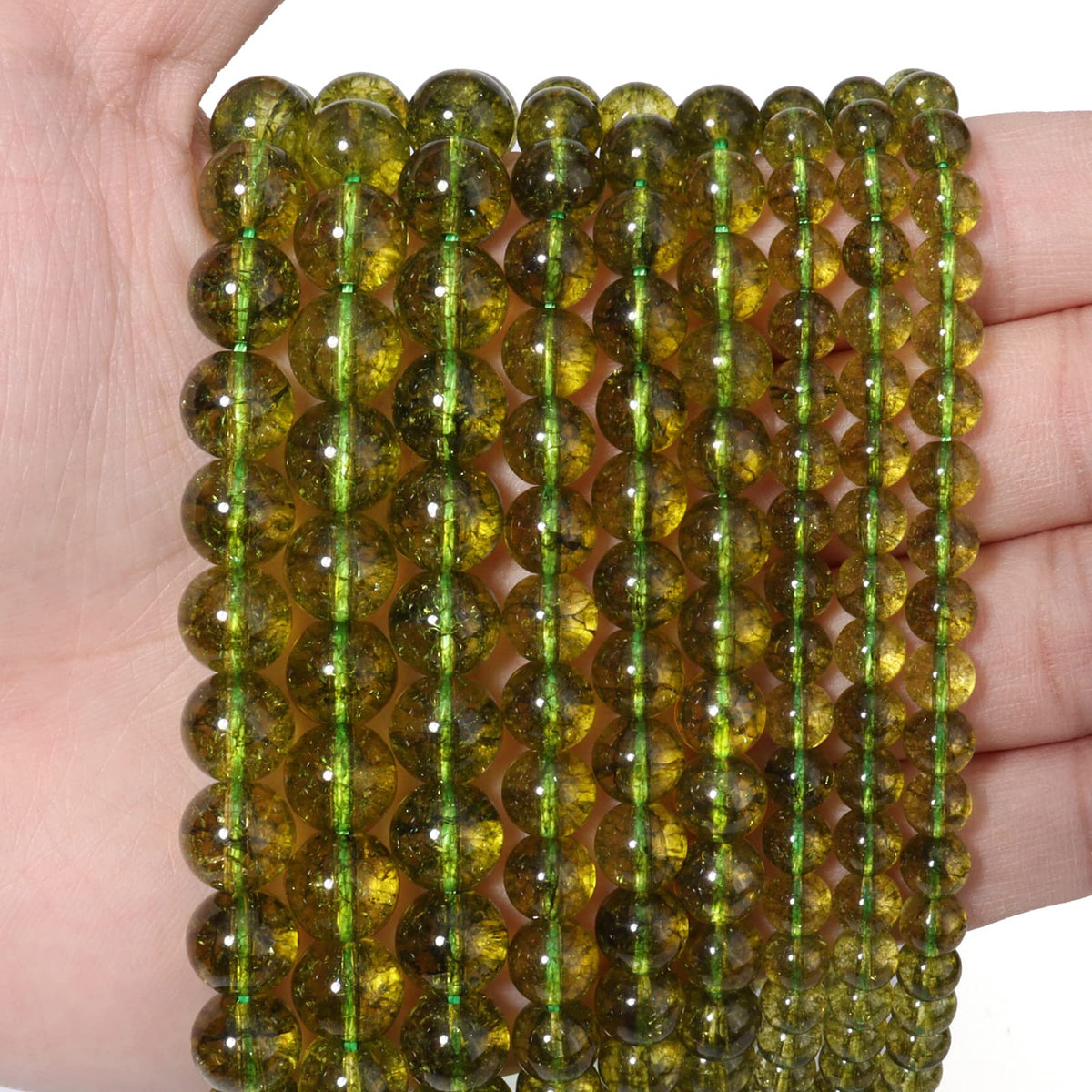 60pcs 6mm Natural Stone Beads Peridot Jade Beads Energy Crystal Healing Power Gemstone for Jewelry Making, DIY Bracelet Necklace