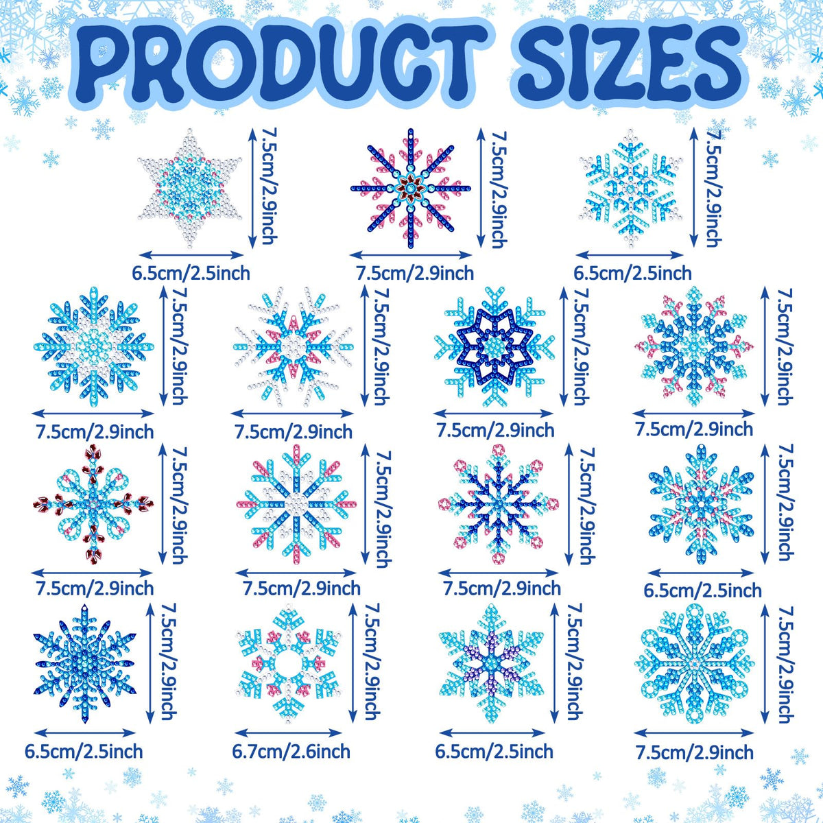 BBTO 15 Pieces Winter Diamond Painting Keychain Snowflake Diamond Painting Ornaments 5D DIY Diamond Painting Keychain Christmas Diamond Art Ornaments for Kids Christmas DIY Crafts Family Decor