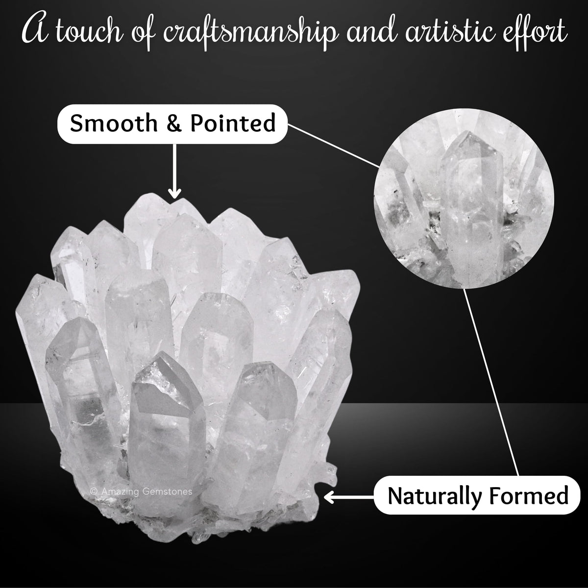 Amazing Gemstone Large Clear Quartz Crystal Cluster Points for Meditation, Home Decor and Gift - Natural Quartz Crystals and Healing Stones for Enhance Energy with Large Crystals Points