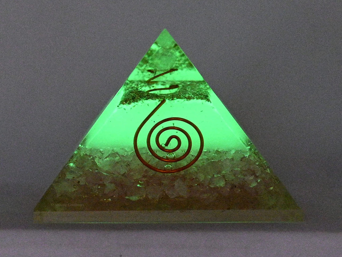 Large Orgone Pyramid | Glow in Dark Rose Quartz Pyramid Crystal | Orgonite Pyramid | Organ Pyramids Positive Energy Healing