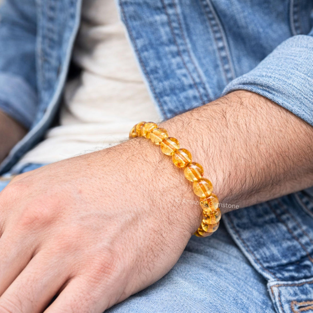 Amazing Gemstone Crystal Bracelet for Women Men's Gifts - Protection Healing Crystal Bracelet - 8mm Gemstone Beaded Stretchable Bracelet Pulseras Para Hombres Mujer Stocking Stuffers Mothers Day Gift (Citrine)