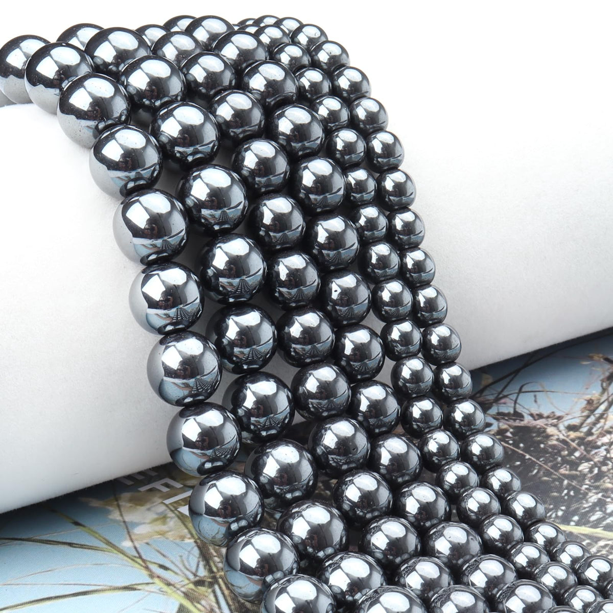 Siomia 45pcs 8mm Natural Black Hematite Beads Energy Healing Crystal Round Loose Stone Beads for Jewelry Making, DIY Bracelets Necklaces