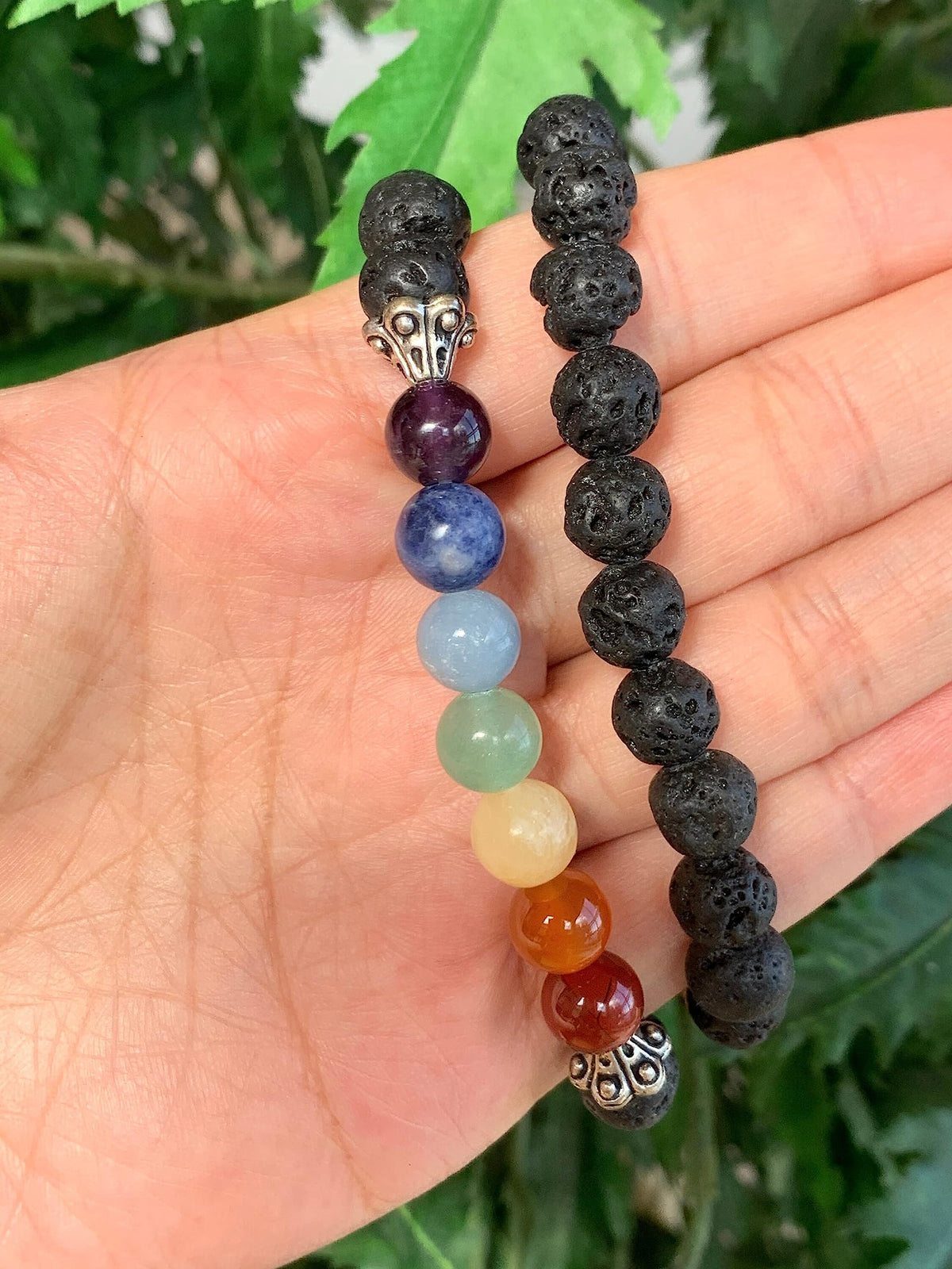 GAF TREASURES 7 chakra with Lava Crystal Bead Bracelet 8mm, Genuine 7 chakra with Lava Stretch Gemstone Bracelet, Healing Crystal Bracelet, Gift for Men & Women (1)