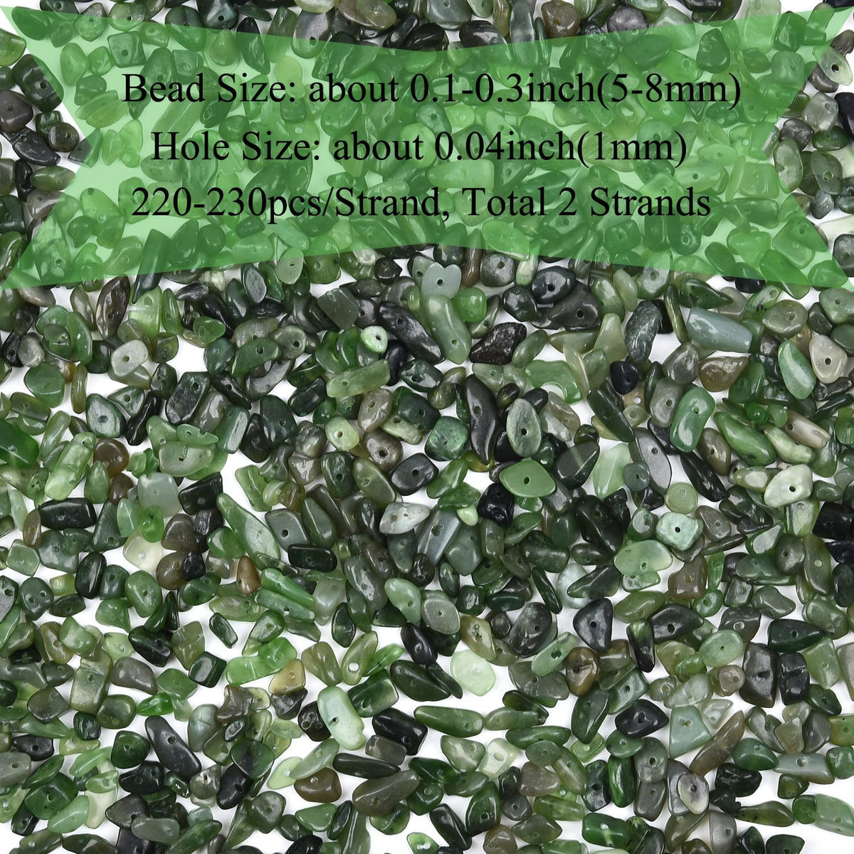 Natural Chip Stone Beads 450pcs Green Canada Jade Chips 5-8mm Genuine Real Irregular Healing Crystal Rocks Hole Drilled DIY Loose Gemstone Beads for Jewelry Making Bracelet Earrings Necklace Crafting