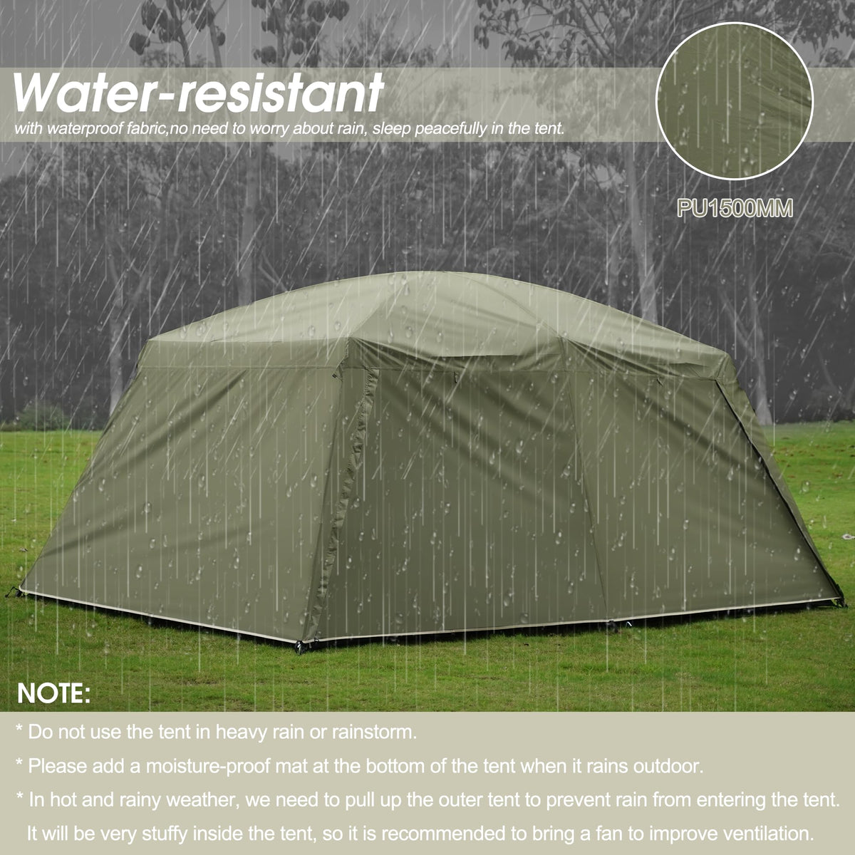 Vidalido 8-10 Person Camping Tent with 3 Door 2 Room Large Family Cabin Tents, Double Layer Waterproof Portable Glamping Tent, Big Tents for Outdoor Picnic Camping Hiking and Family Gathering