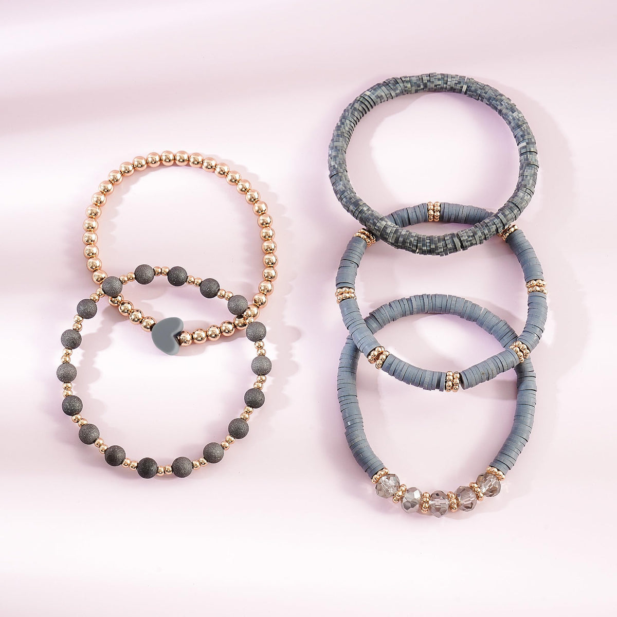 RISHEGAE Heishi Beaded Stretch Bracelets for Women Stackable Polymer Clay Beads Bracelets Friendship Boho Summer Beach Bracelet Jewelry Set