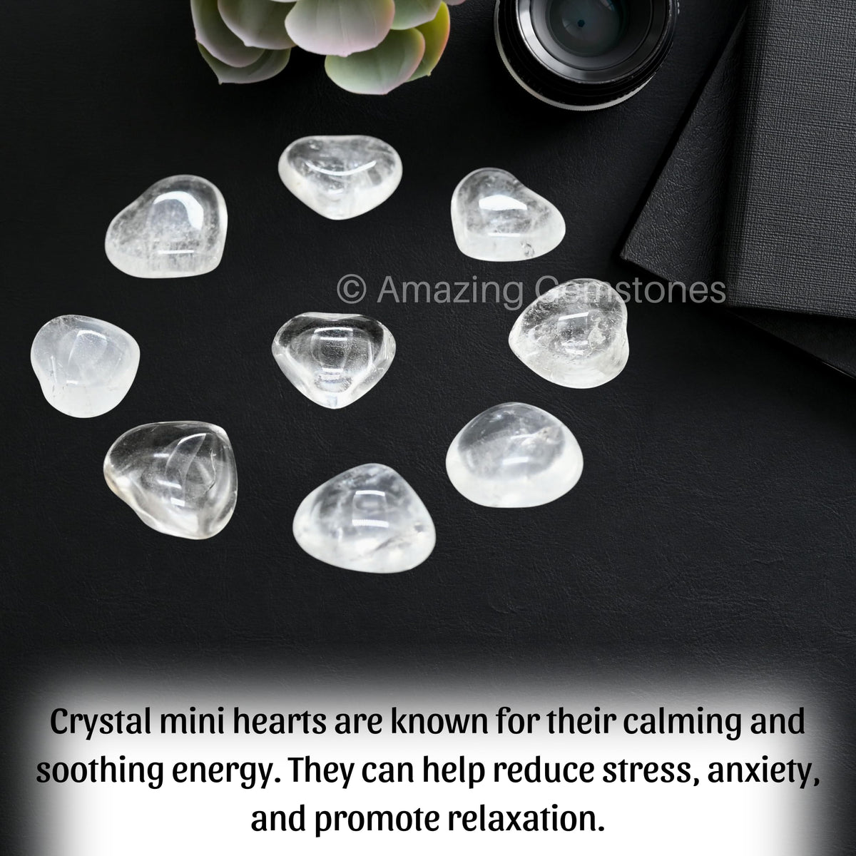 Amazing Gemstone Clear Quartz Stone Heart - Pack of 10 Crystal Heart Stones Rocks - Corazones De Piedra Crystals and Healing Stones Heart Shaped Crystal - Stocking Stuffers Gifts