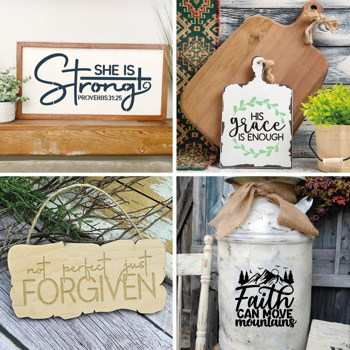 21pcs Christian Stencils for Crafts Reusable Motivational Bible Verse Template Drawing Religious Stencils for Painting on Wood Sign Fabric Canvas DIY Crafts Office Home Decoration(bible21)