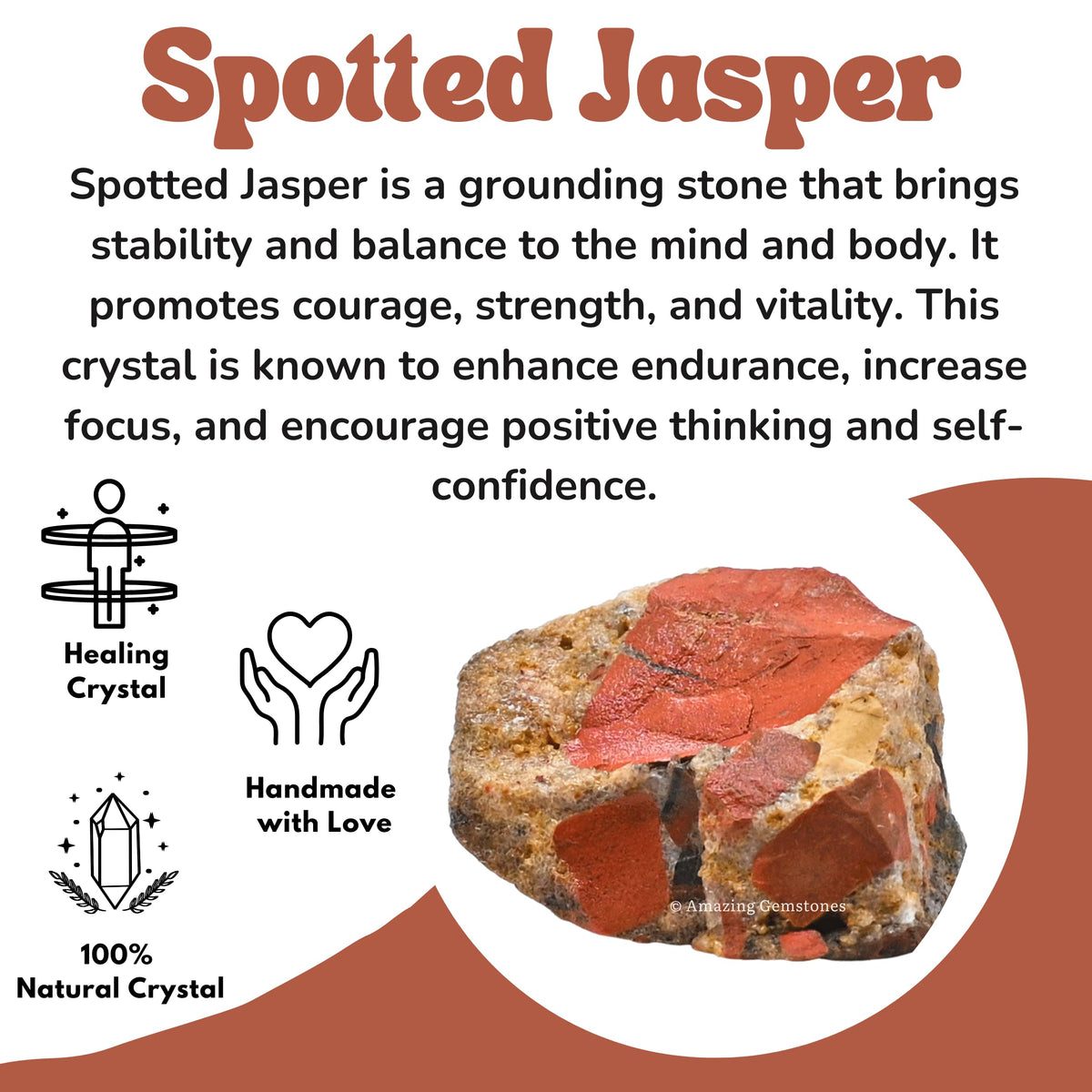 Amazing Gemstone Spotted Jasper Raw Crystals and Healing Stones, Natural Rocks for Tumbling and DIY Raw Stones and Crystals (1 lb)