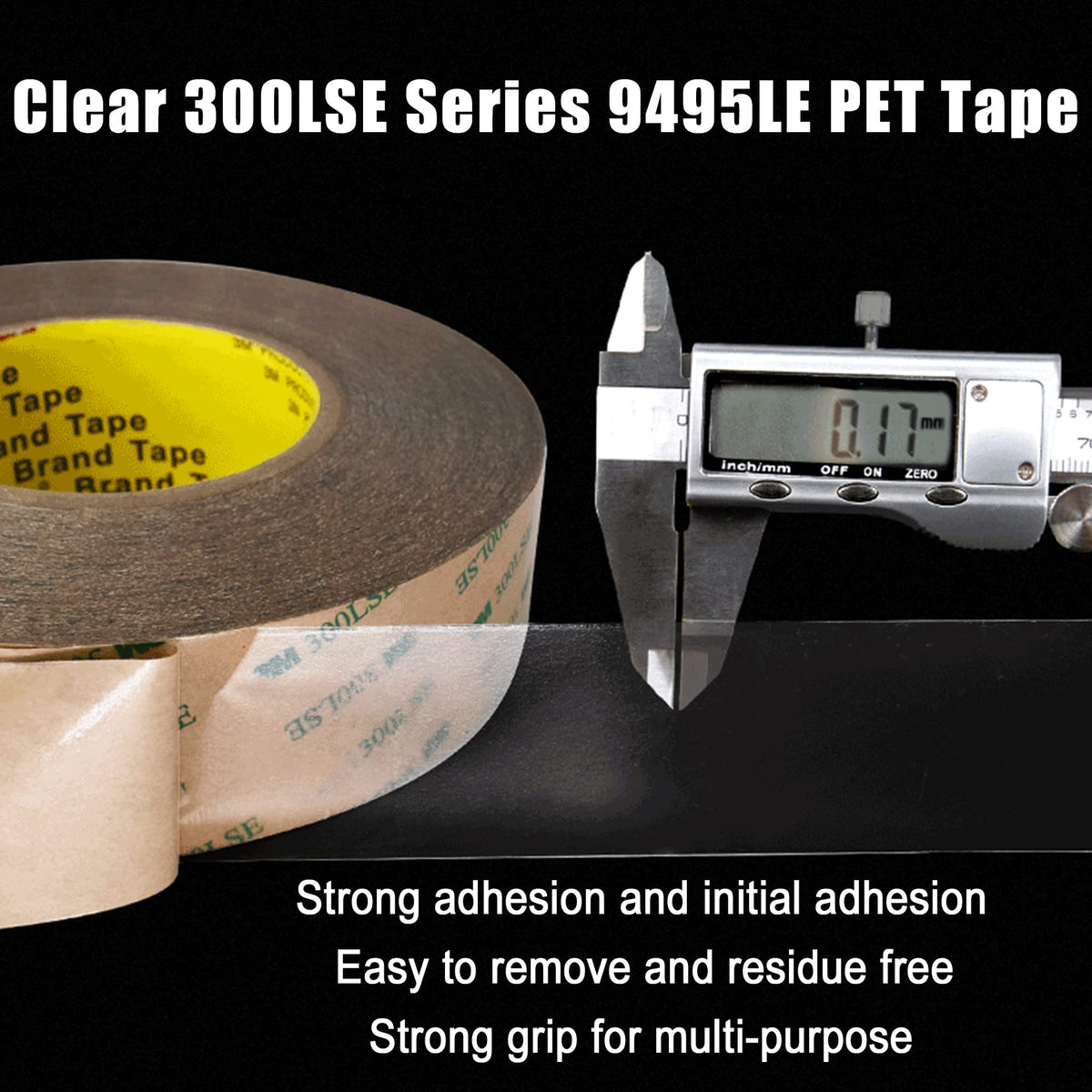 3M 300LSE Double Side Tape Heavy Duty 36ft, Clear Mounting Tape Removable for Scrapbook,Transparent Sticky Tape Picture Hanging Strips, Adhesive Tape for LED Poster Art Craft