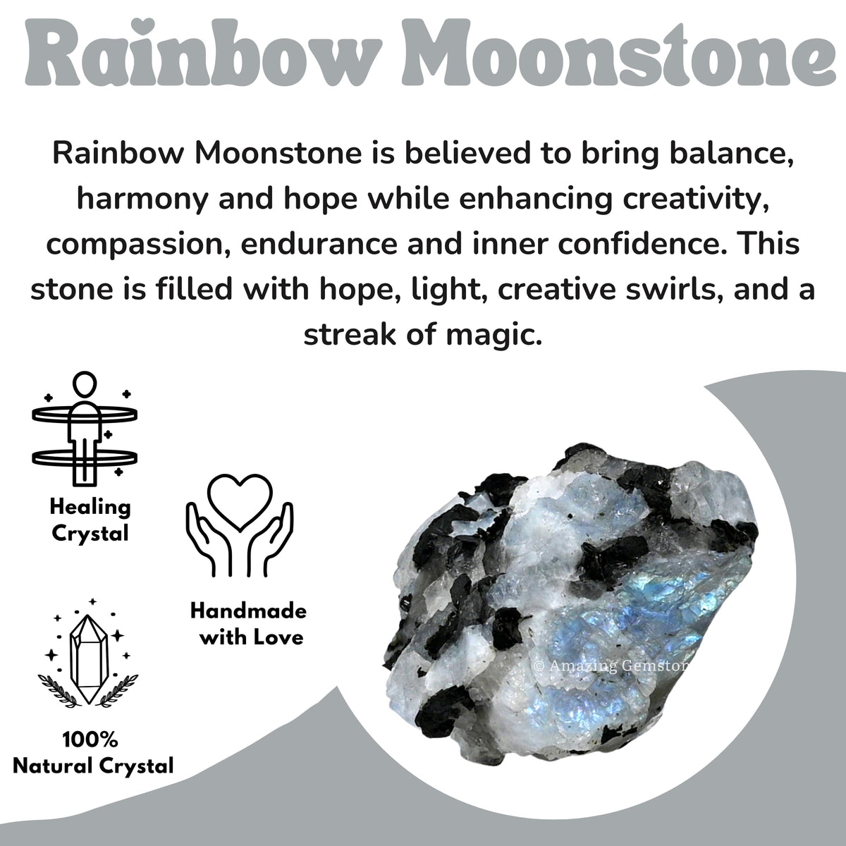 Amazing Gemstone Rainbow Moonstone Raw Crystals and Healing Stones, Natural Rocks for Tumbling and DIY Raw Stones and Crystals (1 lb)