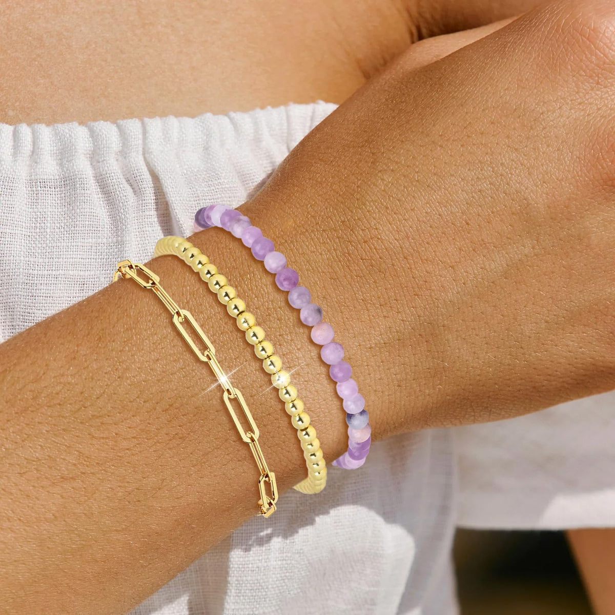 Harry and Henry Gold Beaded Bracelets for Women Gold Crystal Stackable Bracelets for Women Elegant Bead Bracelet Set Boho Jewelry Gift