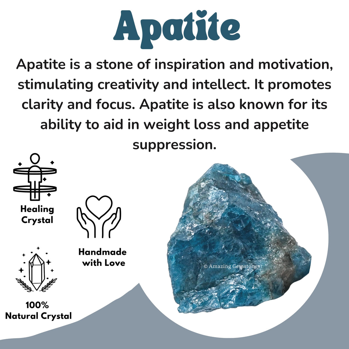 Amazing Gemstone Apatite Raw Crystals and Healing Stones, Natural Rocks for Tumbling and DIY Raw Stones and Crystals (1 Piece)
