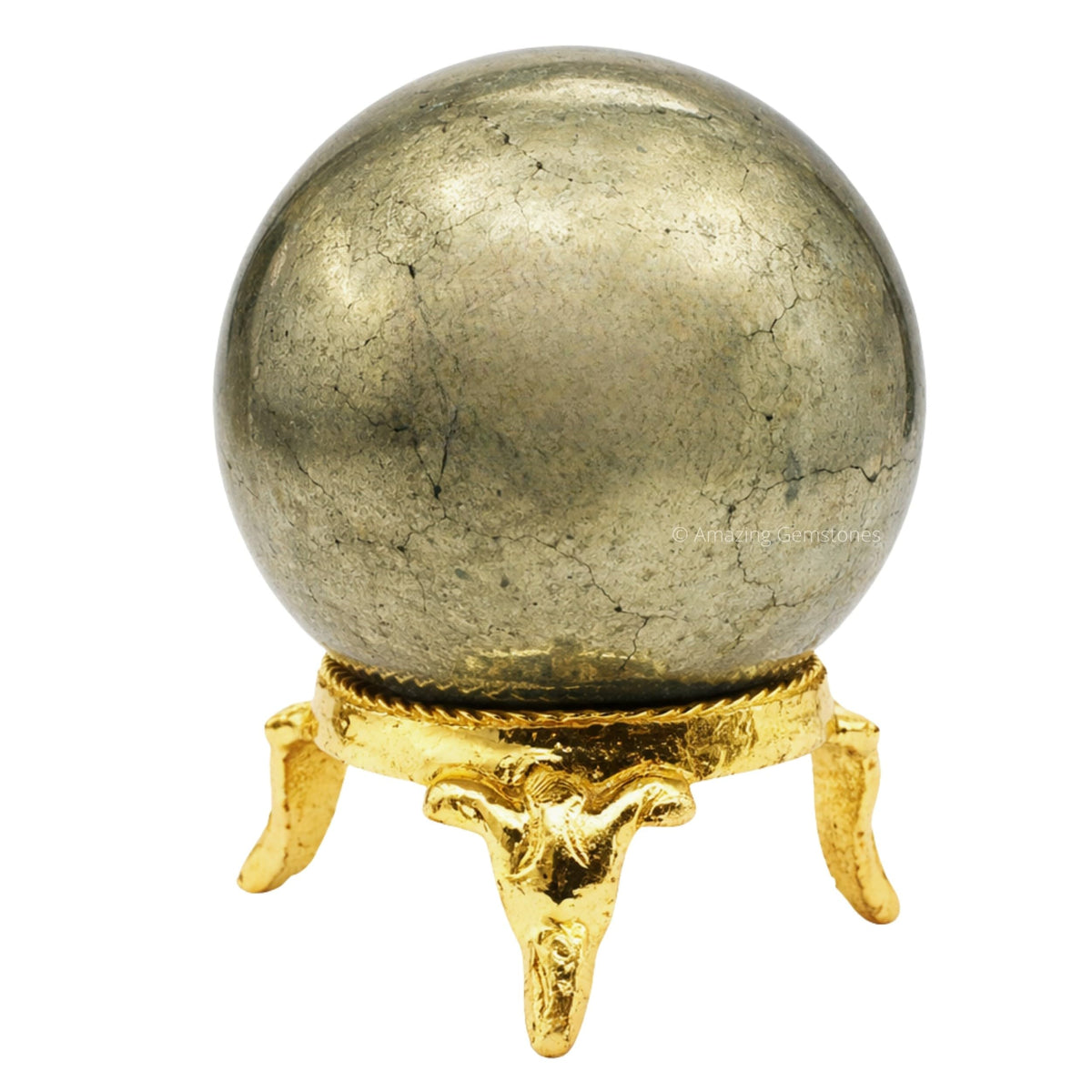 Amazing Gemstone Pyrite Crystal Ball with Stand - 2 Inches Crystal Sphere Meditation Balls for Witchcraft and Decorative Balls