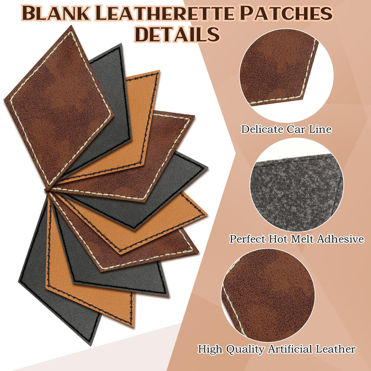 Yunlly 180 Pcs Rustic Leather Patches for Hats with Adhesive Heat Laser Engraving Blanks Patch Faux Leatherette Blank Patches for Embroidery Sew Clothing Jackets (Dark Gray, Yellow, Retro Color)