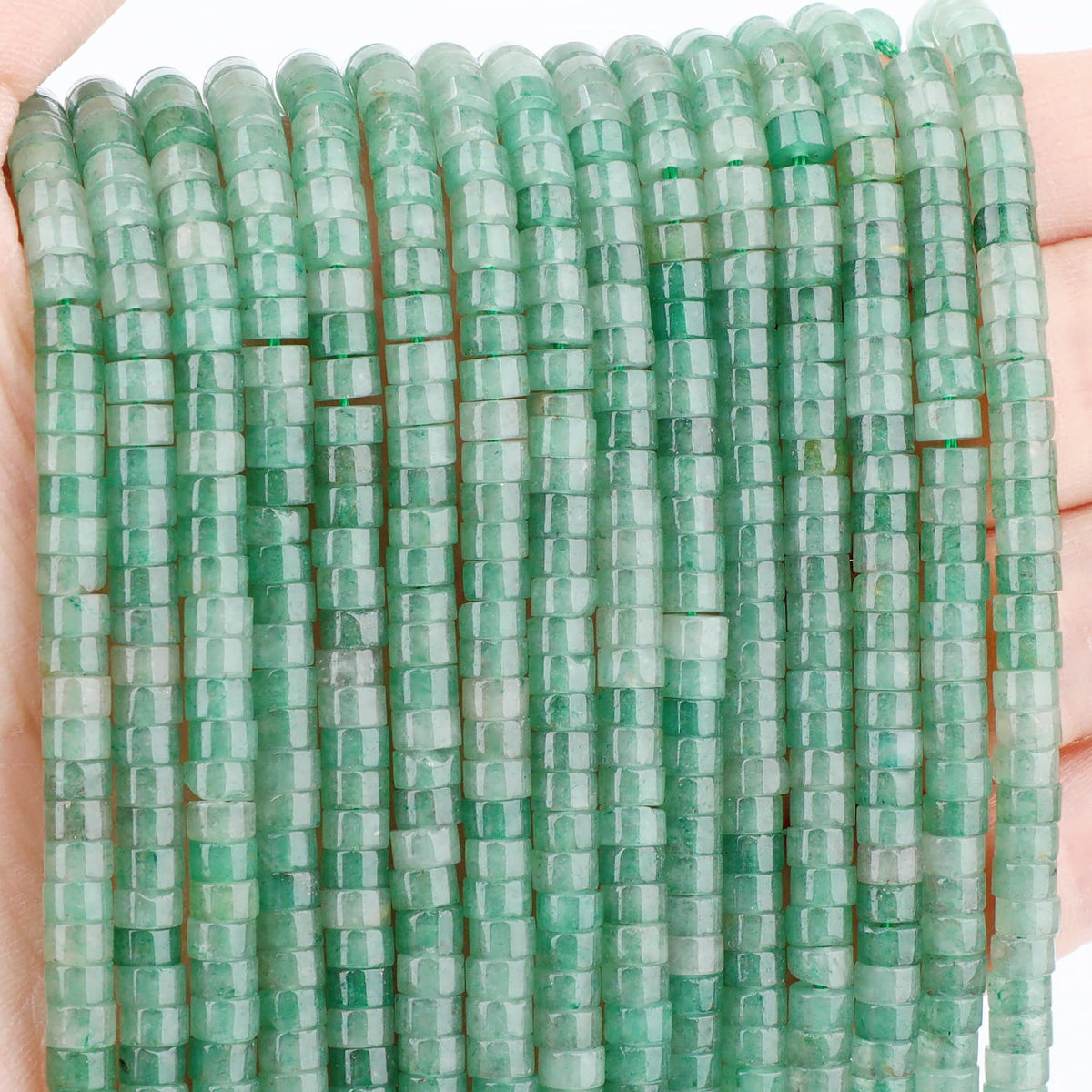 Natural Green Aventurine Heishi Spacer Beads Loose Semi Precious Flat Round Gemstone Disc Shape Stone for Beading Jewelry Making 4x2mm 15.5"
