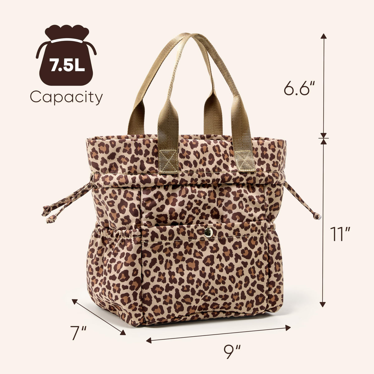 Yarnic Lunch Bag Women Insulated Lunch Bags,Cute Cheetah Reusable Lunch Box Stain-Resistant Lunchbox with Water Bottle Holder for Adult (Leopard)