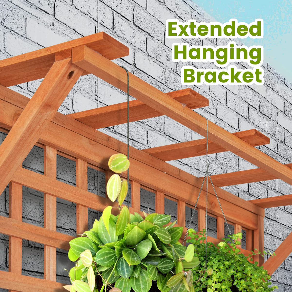 HAPPYGRILL Raised Garden Bed with Trellis, 72.5" Planter Raised Bed with Drainage Holes, Freestanding Garden Box for Vine Climbing Plants, Wooden Planter Box for Yard Balcony (2, Orange)