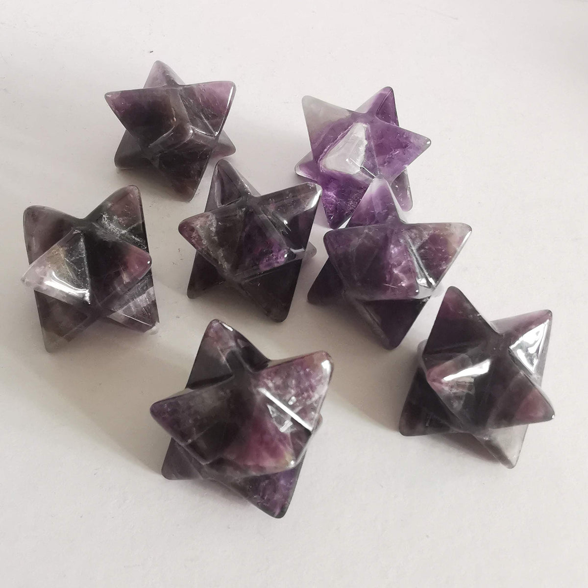 Loveliome Merkaba Star Crystal 1 Inch - Natural Gemstone Sacred Geometry, Hand Carved Six-Pointed Star Spiritual Gift for Meditation,Natural Amethyst