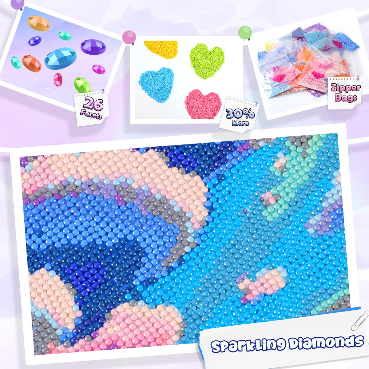 QAZWSX 5D Diamond Art Painting Kit with Round Full Diamond Art for Beginners, Cross Stitch gem Wall Art Home Decor 30x40cm Northern Lights, Mountains, Trees, Lakes