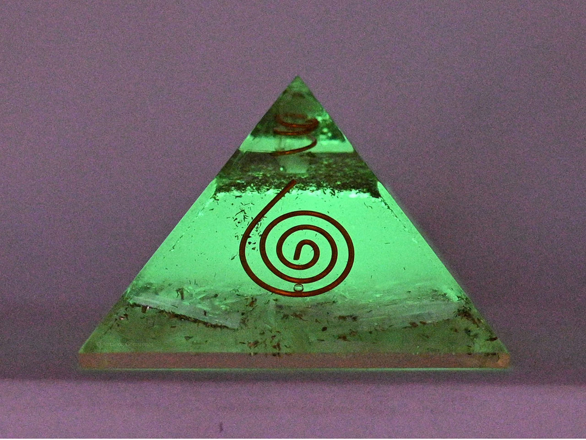 Large Orgone Pyramid | Glow in Dark Selenite Pyramid Crystal | Orgonite Pyramid | Organ Pyramids Positive Energy Healing