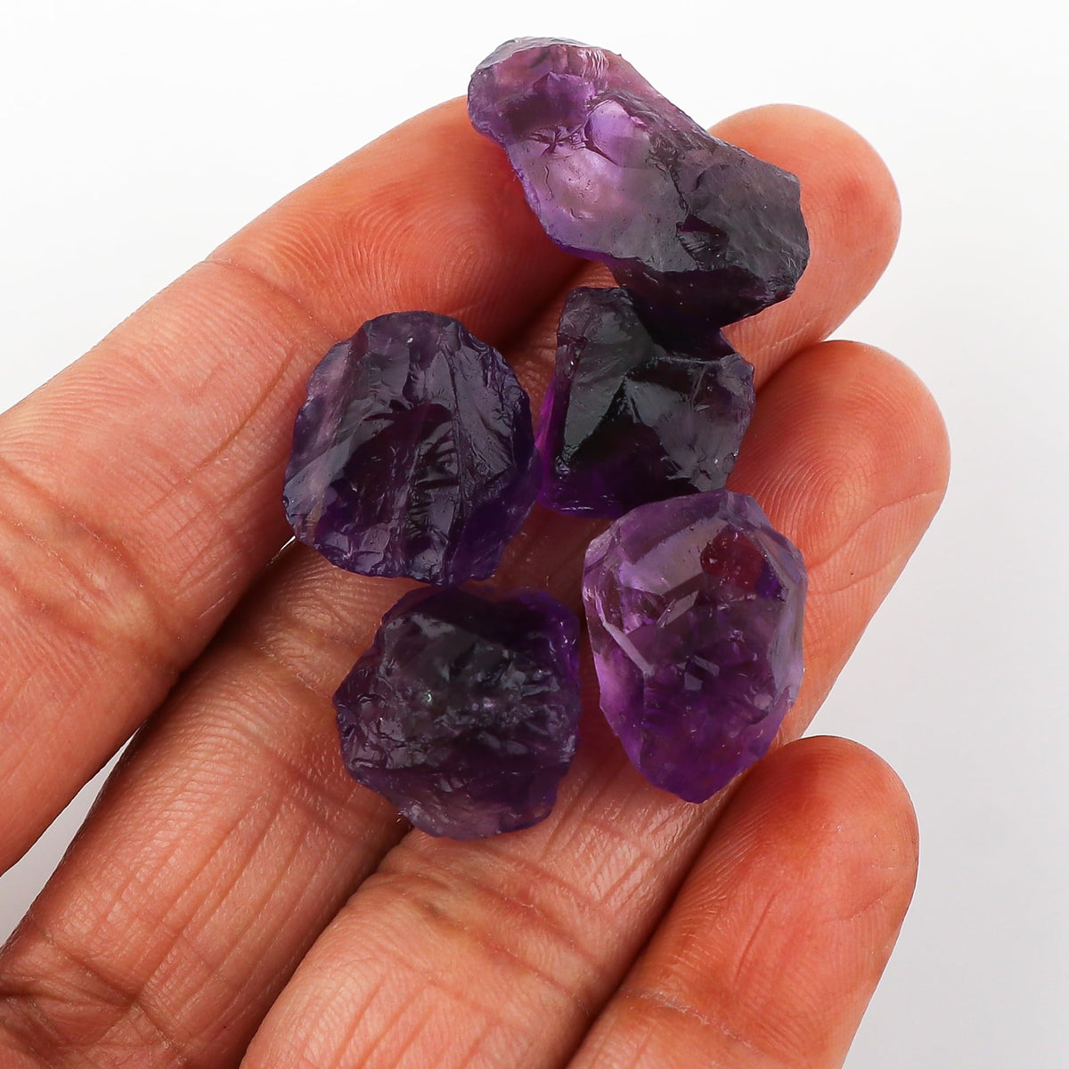 CRYSTALIS 5pcs Natural Big Purple Amethyst Loose Gemstone Wholesale Bulk Rough Jewelry Making Supply, Chakra & Healing Raw Stones, Wire Wrapping, DIY, Gem Collection [10-15mm]