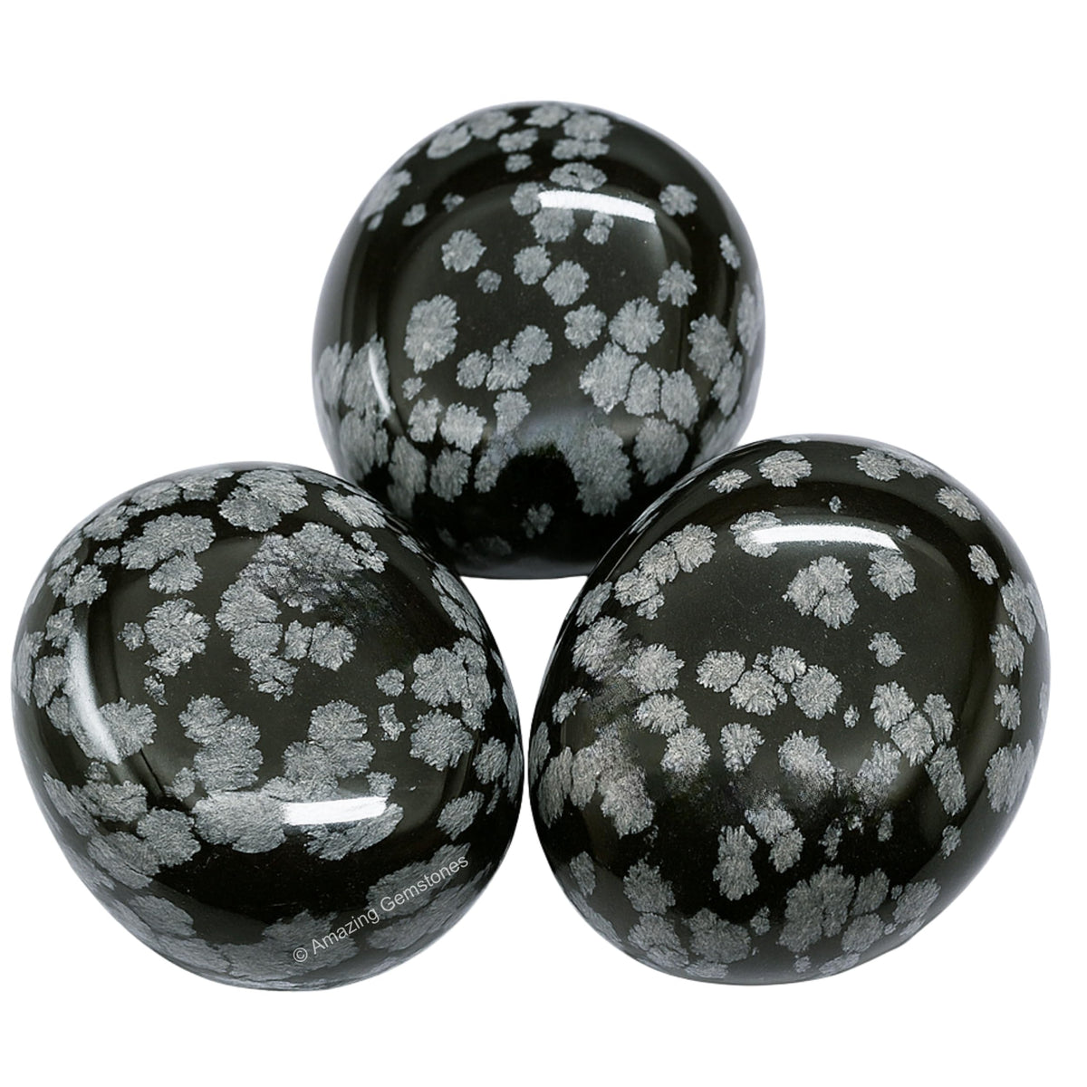 Amazing Gemstone Snowflake Obsidian Crystals and Healing Stones - Large Palm Stone Crystals Piedra - Crystal for Good Luck, Positive Energy, Meditation - Unique Stocking Stuffers, Gifts for Women