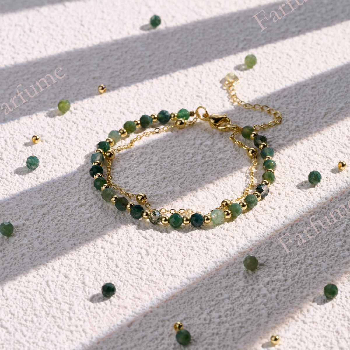 Farfume Moss Agate Crystal Bracelet Beaded Bracelets for Women 4mm Natural Stone Beads Gemstone Handmade Jewelry Valentine's Day Gifts