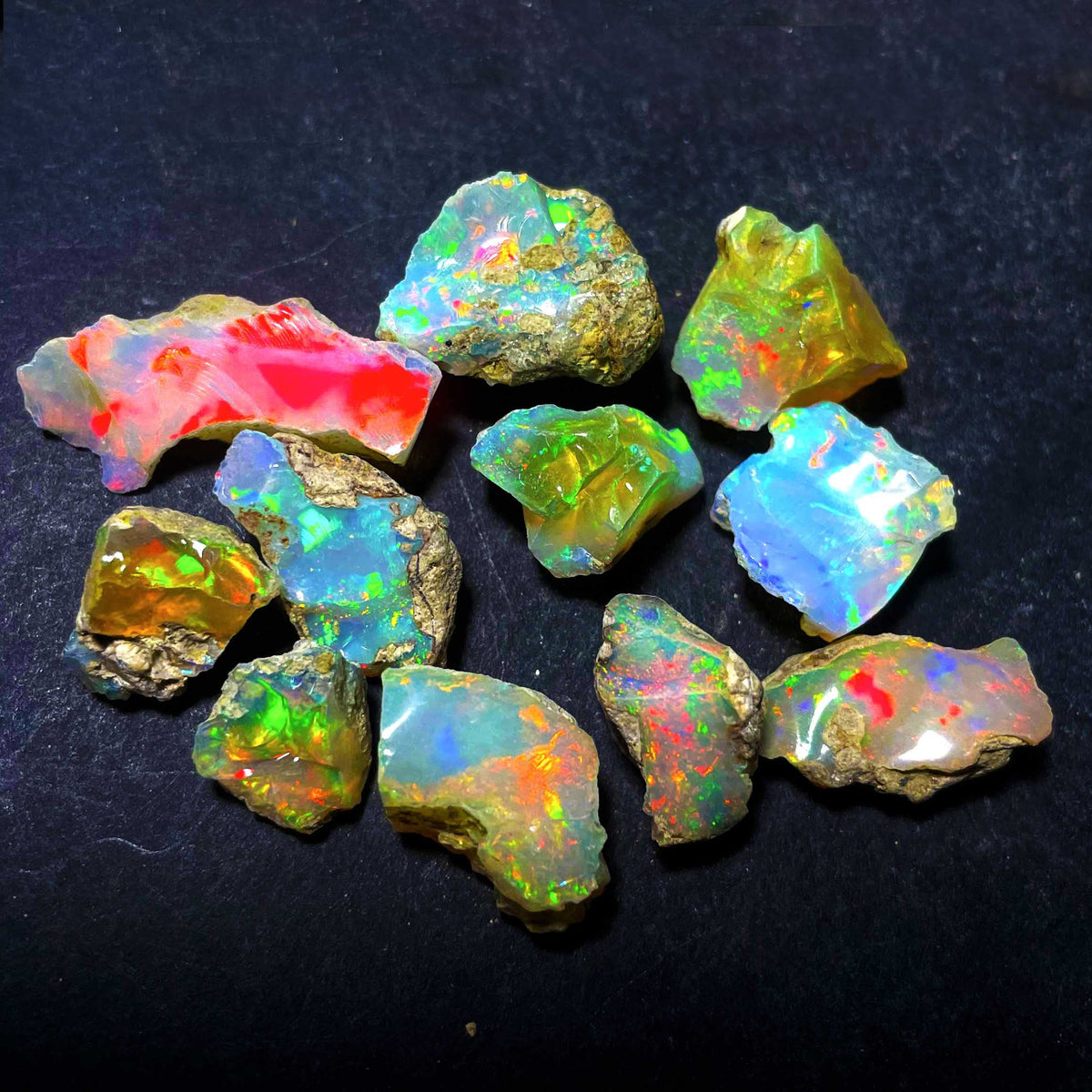 GEMWORLDJAIPUR AAA Quality Natural Ethiopian Opal Jumbo Fire Rough 25 Carats 5-8 Pcs, Natural Opal Gemstones Raw For cutting cabbing polishing DIY art and craft, 10-15 MM, White